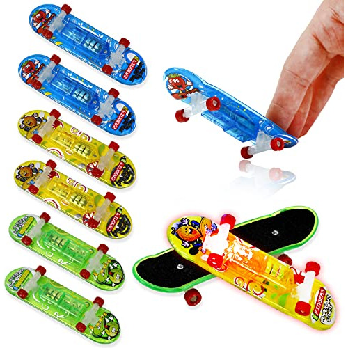 6pcs Light Up Finger Toys Professional Finger Skateboard, Mi