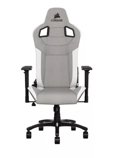 Silla de escritorio Corsair T3 Rush gamer ergonómica gris y blanca con tapizado de tela