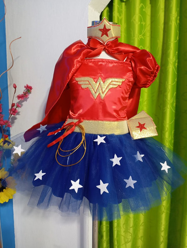 Disfraz Cosplay Superheroes Vestido Tutu Mujer Maravilla 1 Rojo Y Azul 12