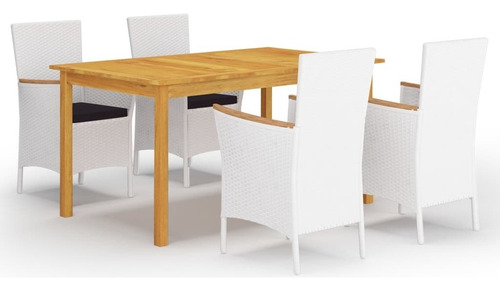 Juego De Comedor De Jardín De 5 Piezas Estructura Blanco