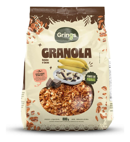 Granola Cerealle Banana E Cacau Grings  Pacote 800g