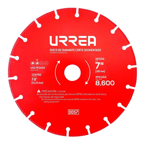 Disco De Diamante Segmentado Multicorte De 7 Eje De 7/8