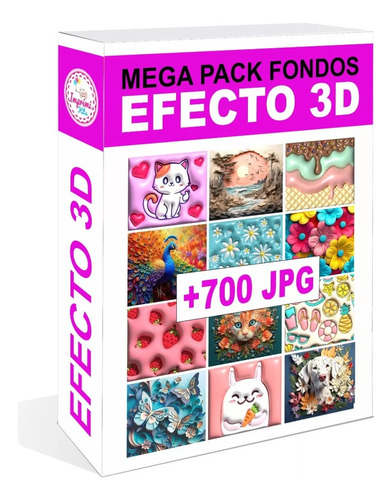 Megapack Fondos Efecto 3d Inflado Animales Paisajes Flores +