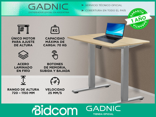 Escritorio Regulable Simple Gadnic 120x60x18 Ajuste Altura