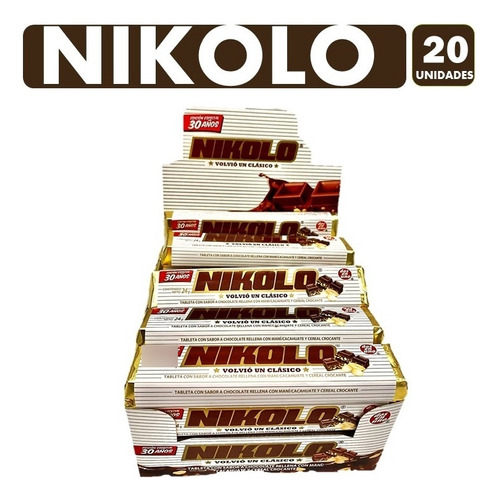 Chocolate Con Maní Nikolo De Arcor 20 Unidades