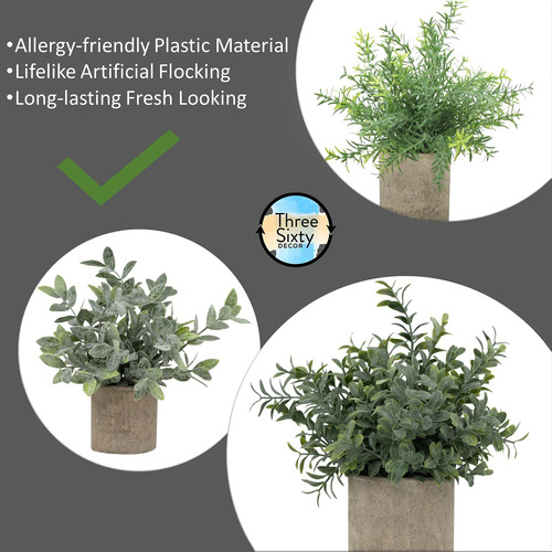 Set De 3 Mini Plantas Artificiales De Interior En Maceta