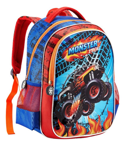 Mochila Costas Grande Infantil Menino Monster Carros Machine