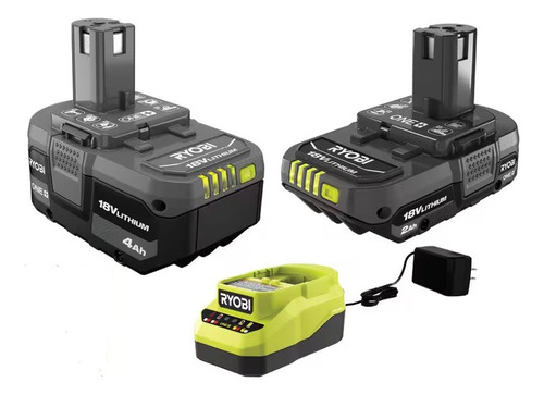 Dos Baterias Y Cargador Ryobi, 18v, 2 Y 4 Amperes (Usado)