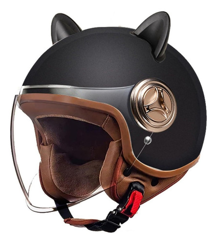 Casco De Motocicleta Half-helmet Para Unisex Orejas De Gato