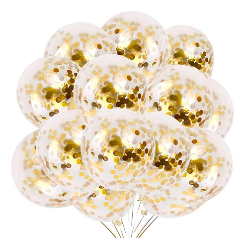 50 Latex Globos Transparentes Con Dorado Confeti 12 Pulgadas