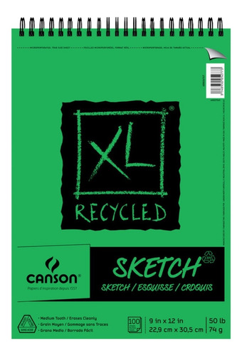 Cuaderno De Dibujo Libre Ácido Reciclado Canson Xl 22.5x30cm