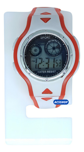 Kit 2 Relógio Digital Led Infantil de Pulso Masculino Feminino Menino Menina com Luz Alarme Cronômetro Calendário Data Pulseira de Silicone Borracha Redondo Cor Vermelho Branco Preto Presente Criança