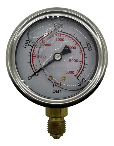 Manômetro Pressão Hidráulico 400 Bar 5800 Psi Vertical Bsp