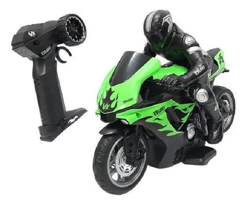 Moto Com Controle Remoto Veloxx Verde Recarregável Unik Toys