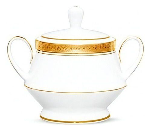 Azucarera Con Tapa De Porcelana Crestwood Gold Noritake Color Blanco Noritake 91127/4167