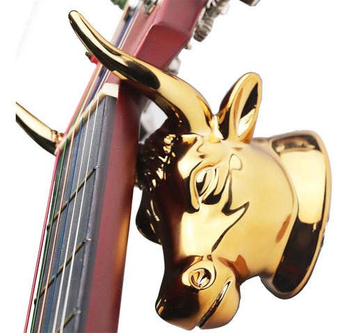 Soporte De Pared Con Cabeza De Toro Para Guitarra Y Ukelele