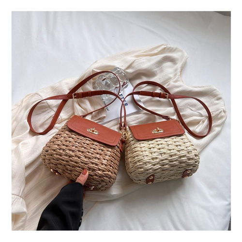 Bolso De Hombro De Paja Para Mujer, Bolso Tejido, Bolso De