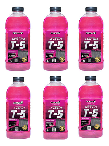 Aditivo Fluído Radiador Rosa Concentrado T5 Radnaq 6 Litros