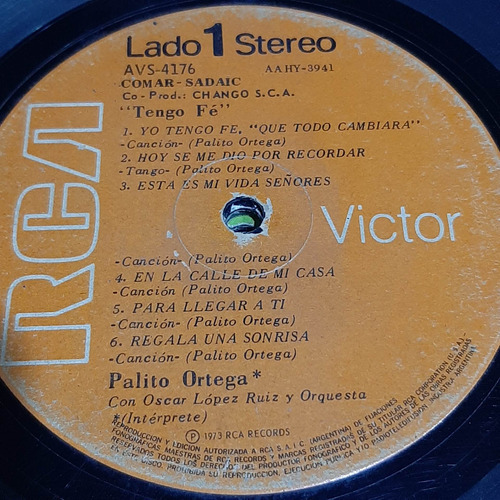 Sin Tapa Disco Palito Ortega Tengo Fe M0