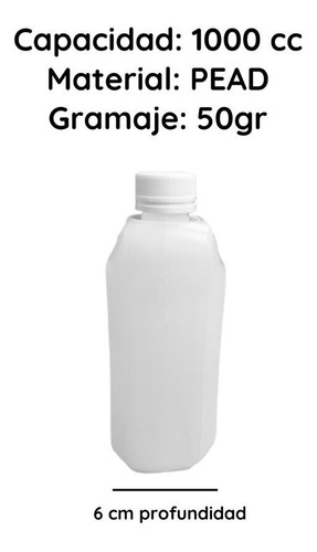 Imagen 3 de 10 de Bidones Plasticos 1 Litro Nuevo Natural Virgen X 100 Un.