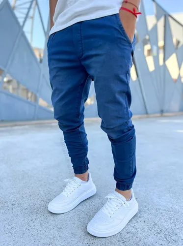 Pantalon Jogger Azul Tipo Jean Gabardina Vte. Lopez MercadoLibre