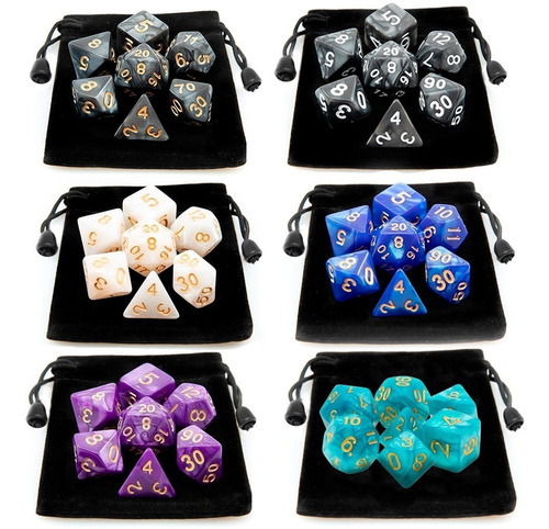 Dado Basilisco Dados Conjunto De Dados Rpg Preto - Kit De 7