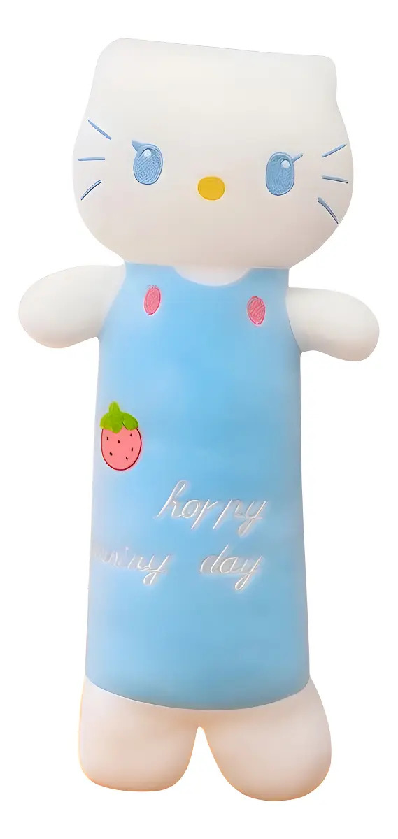Almohada Peluche Gato Largo Kawaii 50cm Color Kity Celeste