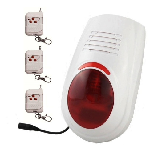 Alarma Comunitaria 120 Db Luz Roja + Bateria + 3 Controles