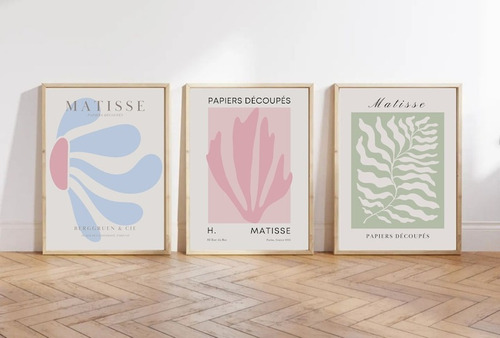 Cuadros Minimalistas, Matisse Pastel Color Pink Set  X 3