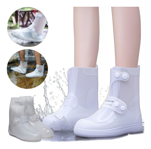 Bota Protector Silicon Impermeable Cubre Tenis Zapato Lluvia Blanco L