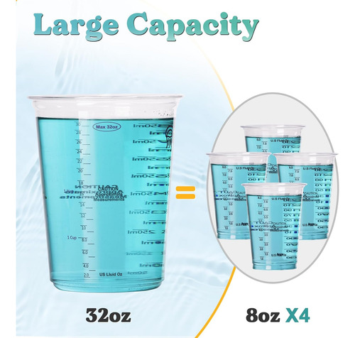 Vasos Mezclar Resina, 50 Piezas 32oz(1000ml) 2 Escalas ...