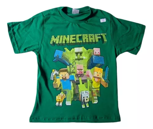 Camiseta Infantil Manga Preta - Minecraft
