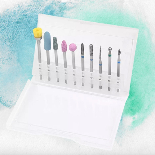Imagen 4 de 9 de Kit Fresas Brocas + Estuche + Cepillo Torno Uñas Pedicuría