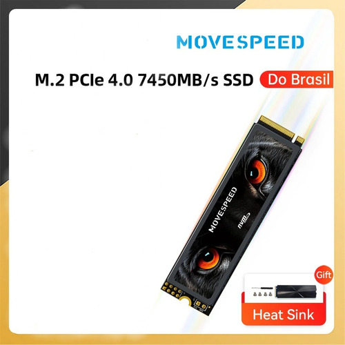 Ssd Nvme Movespeed Panther 1tb 7450mbps Pcie 4.0 Cor Preto