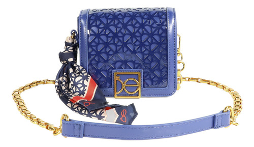 Bolsa Crossbody Cloe Para Mujer Diseño Láser De Monograma Color Azul marino