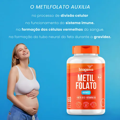 Metilfolato, 60 cps L, folato de metilo, ácido fólico activo, biógenos, sabor neutro