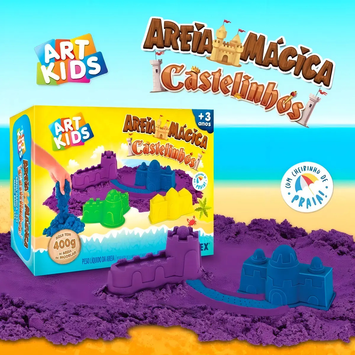 Areia Mágica Cinética Castelinhos Art Kids 400 g - Acrilex Cor Azul/Roxo