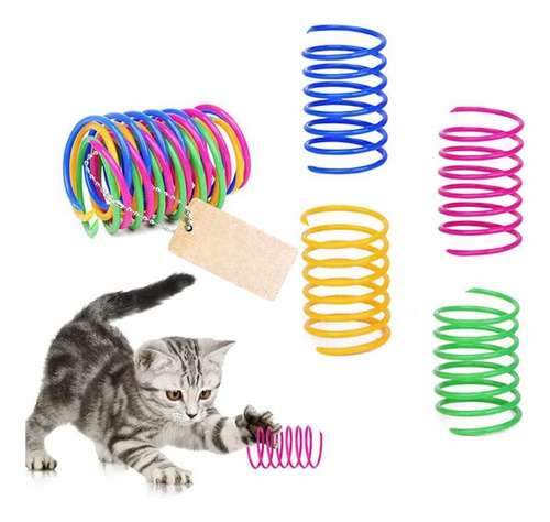 Wolfi 12 Resortes Espiral Coloridos Para Gatos Interactivos Color Multicolor