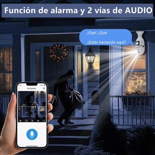 Cámara De Seguridad Wifi Xinshi E27 360°6mp V380 Pro De Doble Lente Con Visión Nocturna Seguimiento Automático Alarma Color Blanco