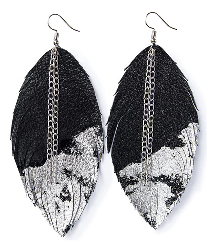 Big Leather Earrings For Women, Long Earrings For Women, Bla