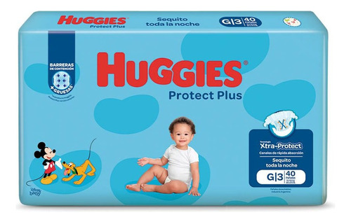 Pañal Huggies Protect Plus G 40 Unidades Género Sin género Tamaño Grande (G)