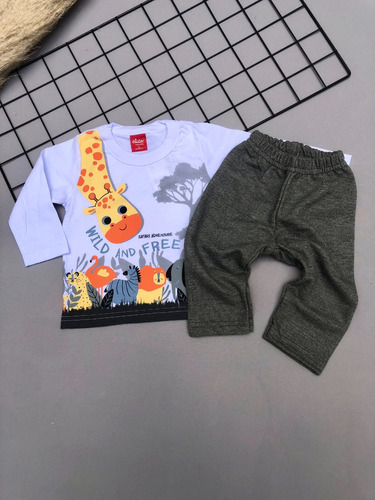 Conjunto Elian Infantil Bebê Menino Meia Estação Safari