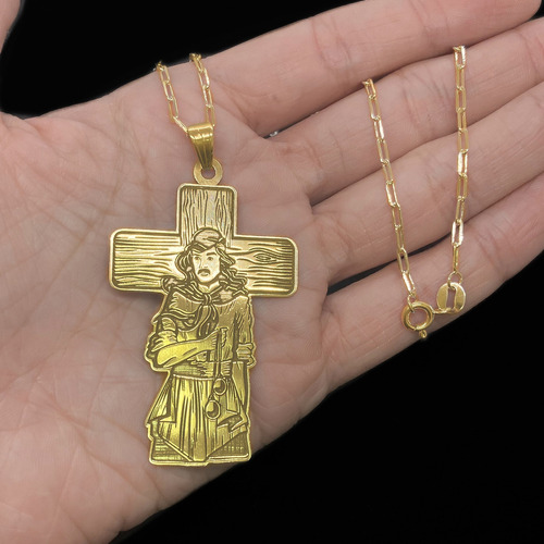 Cadena Y Dije Gauchito Gil Grande Oro 18k Oro 18k 50 Cm