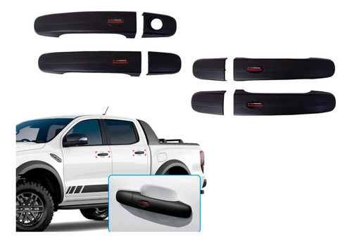 Cubre Manillas Negras Compatible Ford Ranger  2016-2022