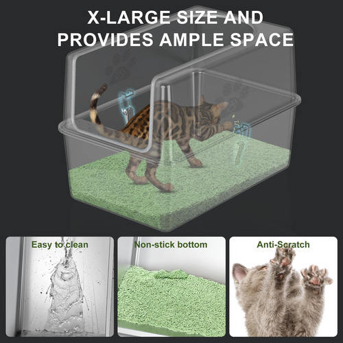 Caja De Arena Para Gatos De Acero Inoxidable Cerrada Pwtaa X