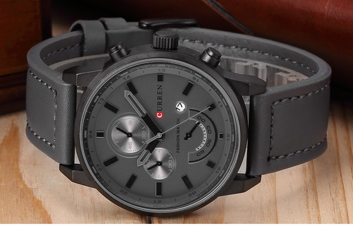 Relógio Masculino Original Curren Couro Aço Inox + Pulseira
