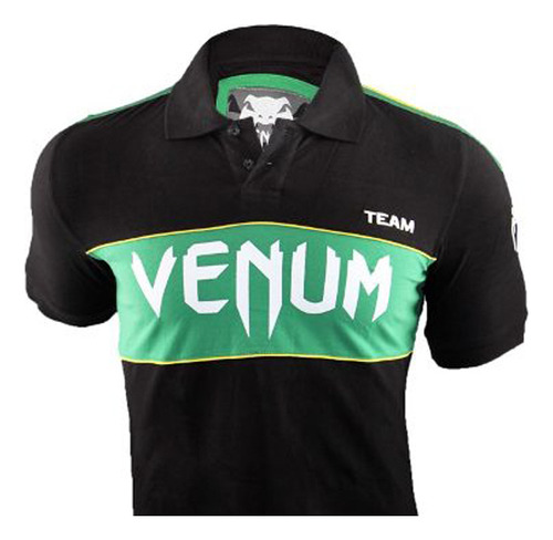 Remera Venum Team Polo Negro/verde-talle S