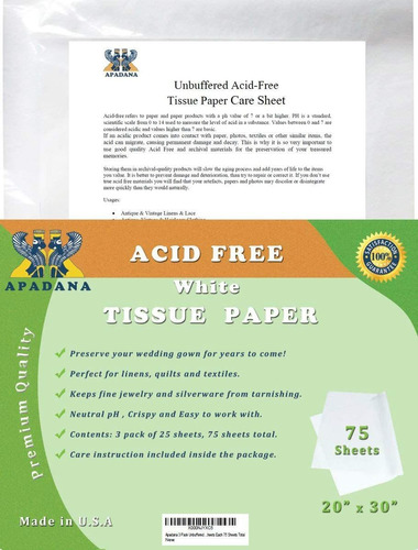 Papel Tissue Libre De Acido 51cm X 76cm - 75 Unidades