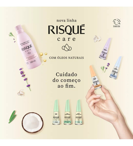 Kit 3 Removedor Esmalte Risqué Care 7 Em 1 Sem Acetona 100ml