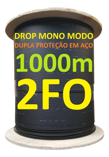 Cabo Fibra Óptica Drop 2fo Sm Mensageiro Ftth 1000m 1km Clix